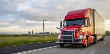 a red truck on a road