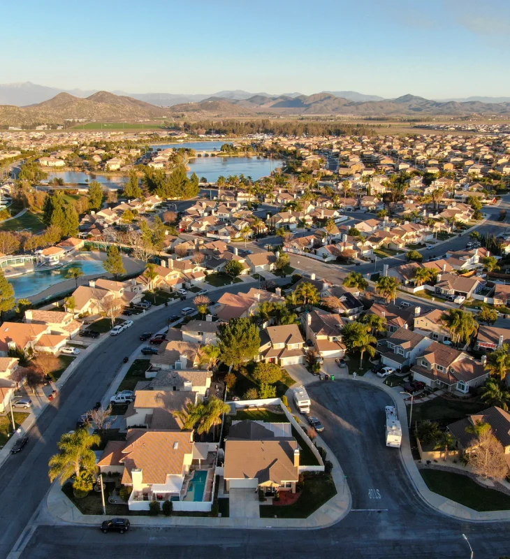 a aerial view of a neighborhood