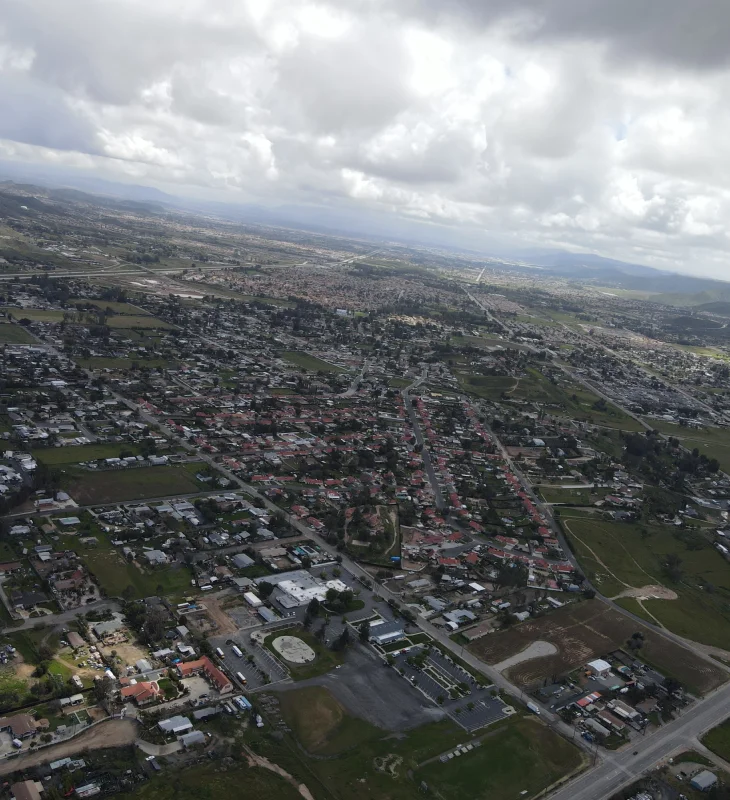 an aerial view of a city