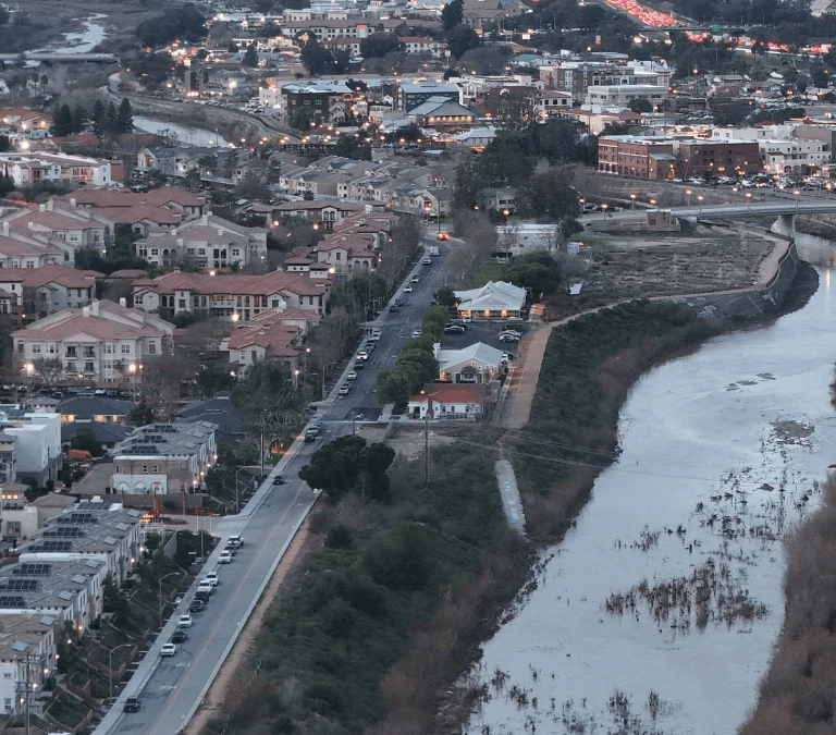 a river running through a city