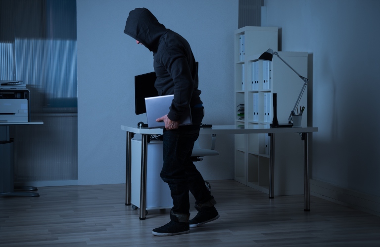 theft stealing laptop from office at night