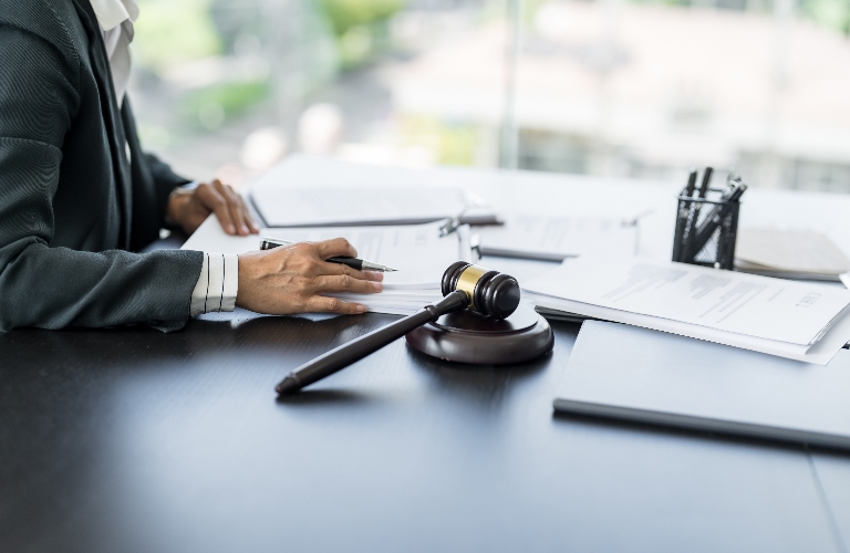 lawyer is working with documents